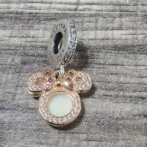 Pandora Disney Minnie Mouse Silhouette "Mom" Double Dangle Charm